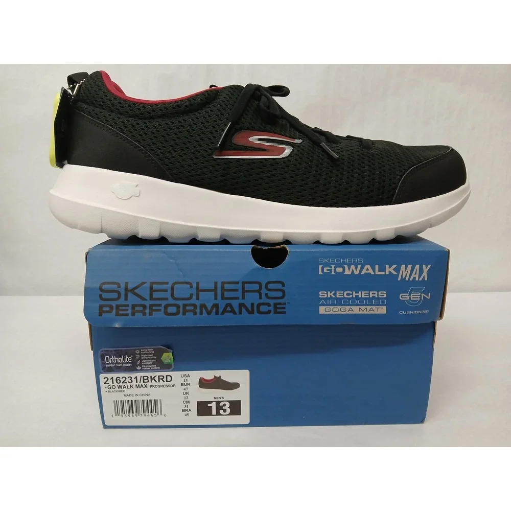 Skechers Go Walk Max Progressor‎ Men's Shoes 216231/BKRD Black Red Size 13